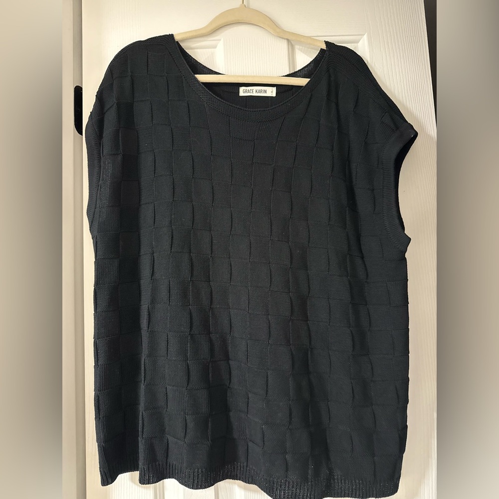 Grace Karin Black Checkered sweater vest